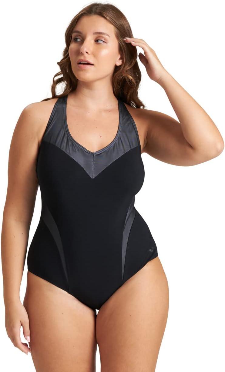 imagearena Bodylift Womens Spikes Bra Plus Size One Piece Swimsuit Swim Pro Back UV Protection Tummy Control Ladies Bathing SuitBlackwhite