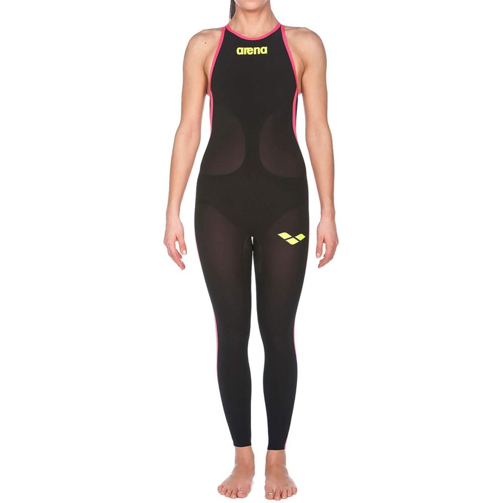 imageARENA Powerskin REVO Open Water Racing Swim Suit Closed Back Womens Triathlon Swimsuit Full BodyBlack  Fluo Yellow