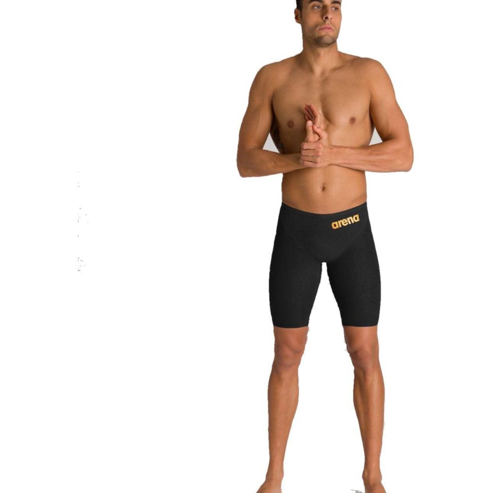 imageARENA Powerskin ST 20 Boys Jammers Youth Racing KneeLength SwimsuitBlackGold