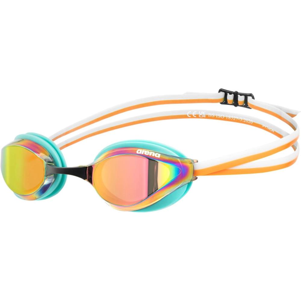 imageARENA Unisex Python Racing Swim Goggles for Men and Women AntiFog No Leak Max Comfort Dual Strap MirrorNonMirror LensCopperwatermango