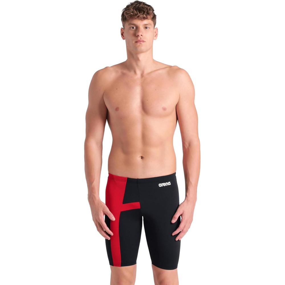 imageArena Mens Arena Performance Mens Diamond Swim Jammer Athletic Swimwear Professional SwimsuitBlackRed