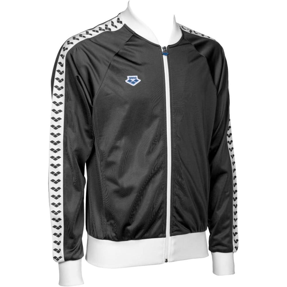 imageArena Mens Team Relax IV Track Jacket Front Zip Side Pockets WarmUp Top Lightweight Athletic Retro Cool Bomber JacketBlack  White  Black