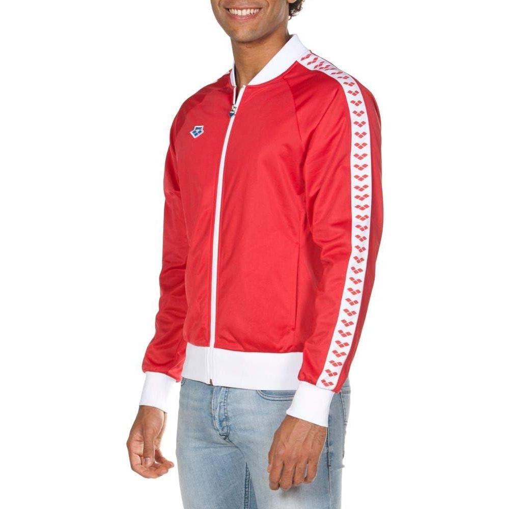imageArena Mens Team Relax IV Track Jacket Front Zip Side Pockets WarmUp Top Lightweight Athletic Retro Cool Bomber JacketRed