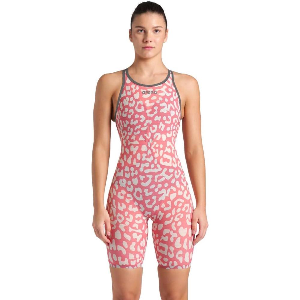 imageArena Womens OpenBack Powerskin Carbon Air2 Kneeskin Racing SuitLeopard Skin Geranium