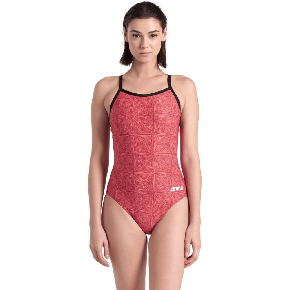 imageArena Womens Team MaxLife Swimsuit Solid Challenge Back Sports One Piece Competition Training Bathing Suit Athletic SwimwearBlackTeam Red