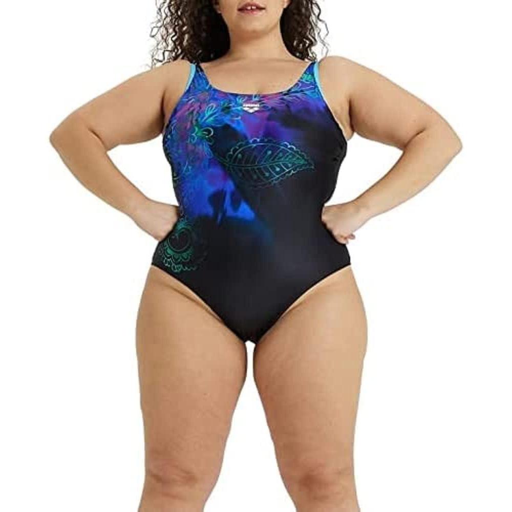 imagearena Bodylift Womens Spikes Bra Plus Size One Piece Swimsuit Swim Pro Back UV Protection Tummy Control Ladies Bathing SuitBlackmartinicamulti