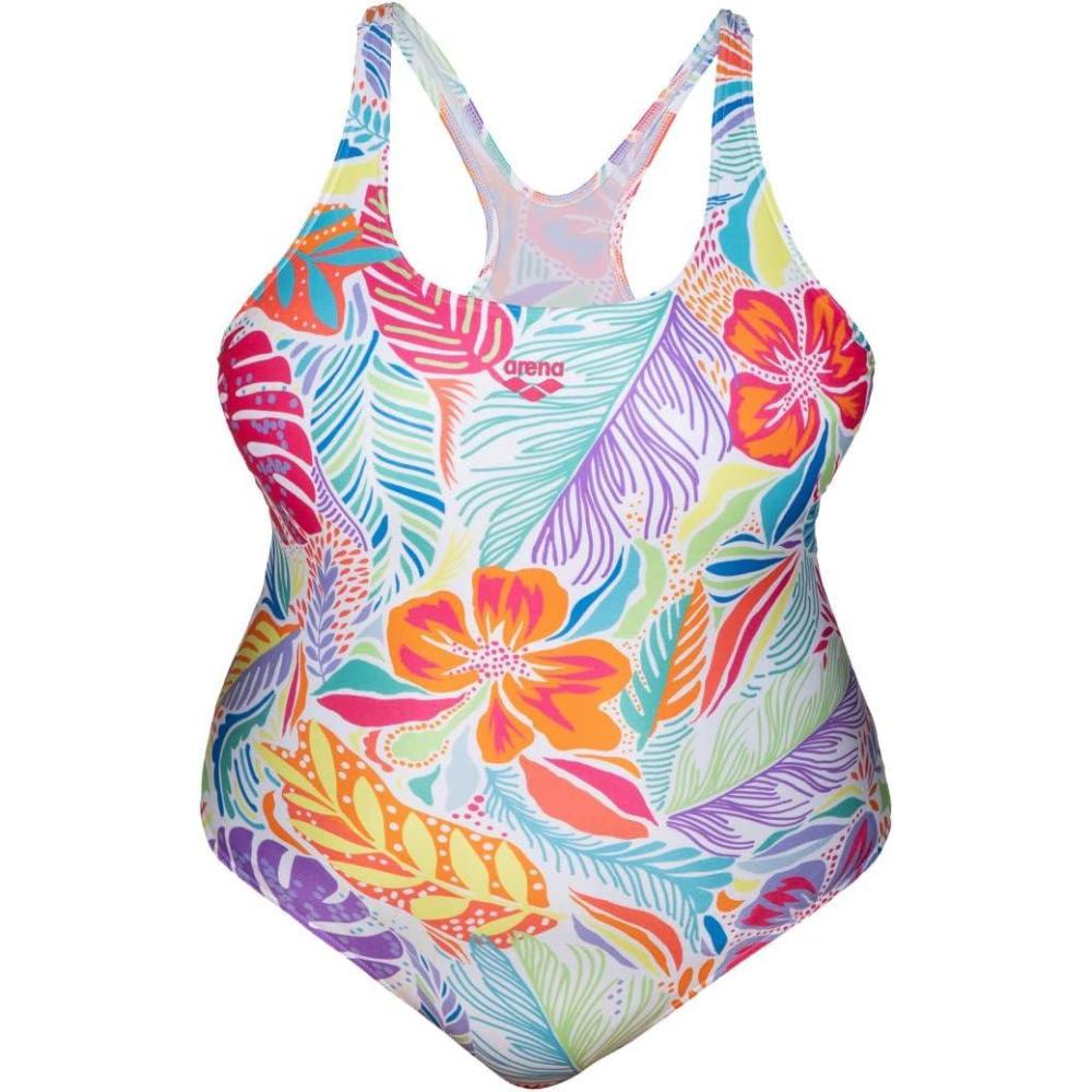 imagearena Bodylift Womens Spikes Bra Plus Size One Piece Swimsuit Swim Pro Back UV Protection Tummy Control Ladies Bathing SuitWhitemulti