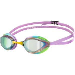 ARENA Unisex Python Racing Swim Goggles for Men and Women Anti-Fog No Leak Max Comfort Dual Strap, Mirror/Non-Mirror Lens(Green-violet-green)