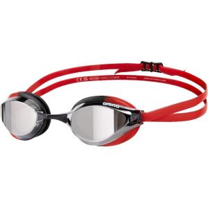 ARENA Unisex Python Racing Swim Goggles for Men and Women Anti-Fog No Leak Max Comfort Dual Strap, Mirror/Non-Mirror Lens(Silver/Black/Red)