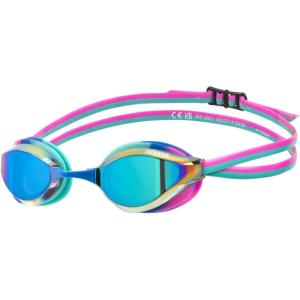 ARENA Unisex Python Racing Swim Goggles for Men and Women Anti-Fog No Leak Max Comfort Dual Strap, Mirror/Non-Mirror Lens(Turquoise-water-fuchsia)