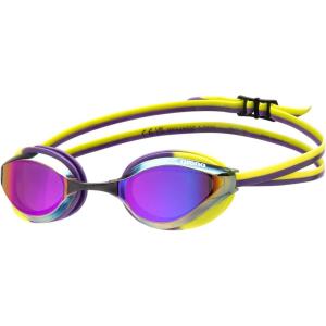 ARENA Unisex Python Racing Swim Goggles for Men and Women Anti-Fog No Leak Max Comfort Dual Strap, Mirror/Non-Mirror Lens(Violet/Plum/Arctic Lime)