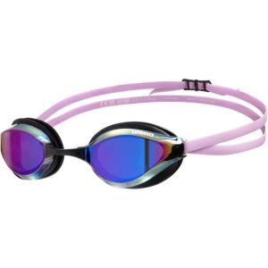 ARENA Unisex Python Racing Swim Goggles for Men and Women Anti-Fog No Leak Max Comfort Dual Strap, Mirror/Non-Mirror Lens(Violet-black-violet)