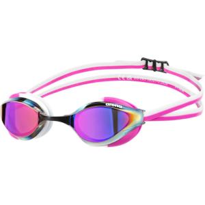 ARENA Unisex Python Racing Swim Goggles for Men and Women Anti-Fog No Leak Max Comfort Dual Strap, Mirror/Non-Mirror Lens(Violet-fuchsia-white)