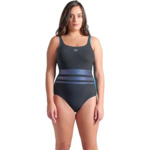 ARENA Women’s Bodylift Rosa Shapewear Wing Back B Cup One Piece Shaping Swimsuit(Night Gray/Green Blue/Green)