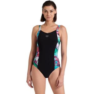 ARENA Women’s Bodylift Stefania U Back B-Cup Swimsuit(Black/Grape Violet Multi)
