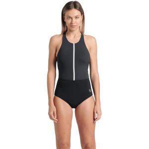 ARENA Women’s Shapewear Silvia B-Cup Swimsuit Ladies Shaping Suit Pool and Beach(Black/Night Gray/White)