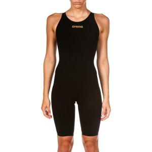 ARENA Women’s Standard Closed-Back Powerskin Carbon Air2 Kneeskin Racing Suit(Black/Black/Gold)