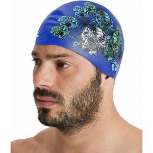 Arena Drew Kibler Collection Silicone Swim Cap Signature Edition Classic Fit for Everyday Use and Training, One Size(Skulls/Roses)
