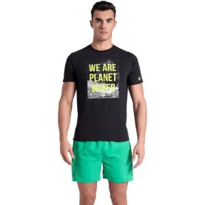 Arena Mens Arena Men’s Solid Cotton Graphic Crew Neck Leisure T-Shirt Casual Or Athletic(Black-we Are Planet Water)