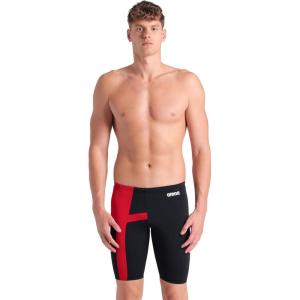 Arena Mens Arena Performance Men’s Diamond Swim Jammer Athletic Swimwear Professional Swimsuit(Black/Red)