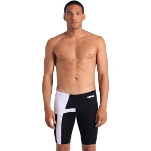 Arena Mens Arena Performance Men’s Diamond Swim Jammer Athletic Swimwear Professional Swimsuit(Black/White)