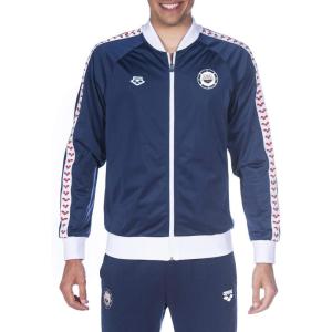 Arena Men’s Team Relax IV Track Jacket Front Zip Side Pockets Warm-Up Top Lightweight Athletic Retro Cool Bomber Jacket(Navy)