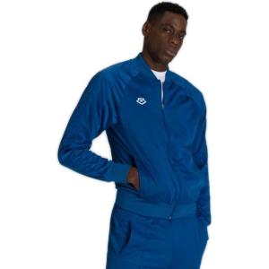 Arena Men’s Team Relax IV Track Jacket Front Zip Side Pockets Warm-Up Top Lightweight Athletic Retro Cool Bomber Jacket(Triple Denim)