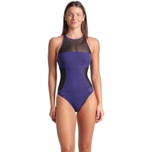 Arena Womens Arena Feel Women’s Mesh Panel Swim Pro Back Swimsuit Stylish Ladies Bathing Suit(Dark Plum Purple)