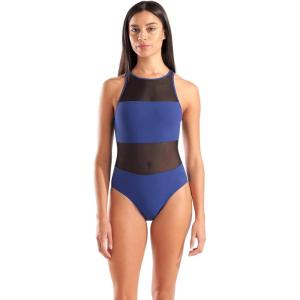 Arena Womens Arena Feel Women’s Mesh Panel Vent Back Stretchy Swimsuit Stylish Ladies Bathing Suit(Navy)