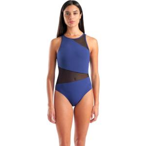 Arena Womens Arena Feel Women’s Mesh Panels Angle Vent Back Sporty Ladies Bathing Swimsuit(Navy)