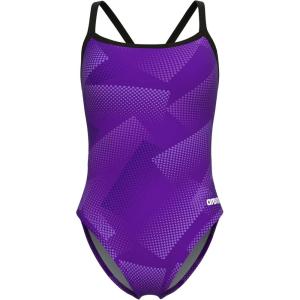 Arena Women’s Performance Halftone Team Print Challenge Back Ladies Bathing Swimsuit(Black/Team Purple)