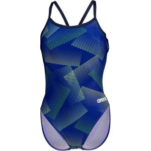 Arena Women’s Performance Halftone Team Print Challenge Back Ladies Bathing Swimsuit(Navy/Team Blue Green)