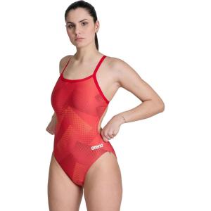 Arena Women’s Performance Halftone Team Print Challenge Back Ladies Bathing Swimsuit(Red/Team Red)