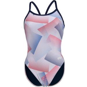 Arena Women’s Performance Halftone Team Print Challenge Back Ladies Bathing Swimsuit(White Multi/Navy)
