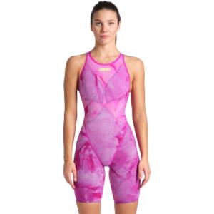 Arena Women’s Powerskin Carbon Glide Full Body Short Leg Open Back Swimsuit for Competitive Racing, Practice Kneeskin(Ciclamyn Pink)
