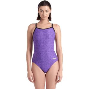 Arena Women’s Team MaxLife Swimsuit Solid Challenge Back Sports One Piece Competition Training Bathing Suit Athletic Swimwear(Black/Team Purple)