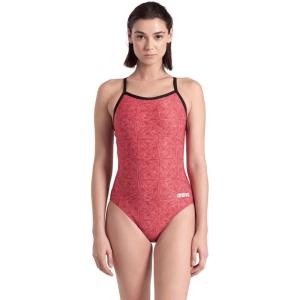 Arena Women’s Team MaxLife Swimsuit Solid Challenge Back Sports One Piece Competition Training Bathing Suit Athletic Swimwear(Black/Team Red)