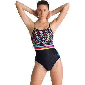 Arena Women’s Team MaxLife Swimsuit Solid Challenge Back Sports One Piece Competition Training Bathing Suit Athletic Swimwear(Heat Stripes)