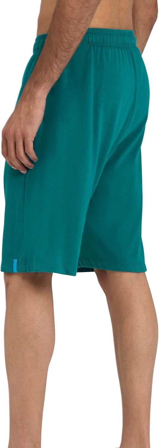imageARENA Bermuda Solid Unisex Shorts Mens Womens Comfy 100 Percent Cotton Jersey Sweat Shorts Drawstring Deep Side PocketsGreen Lake