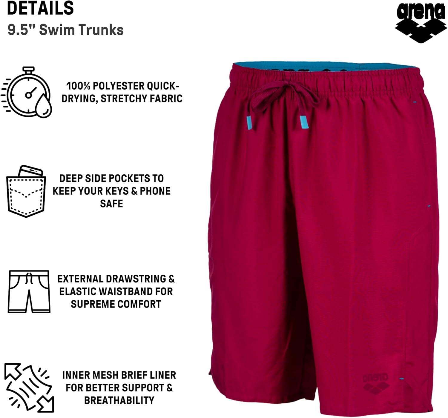 imageARENA Bermuda Swim Trunk Shorts for Men and Women Beach Pool Athletic Bathing SuitRed Fandango