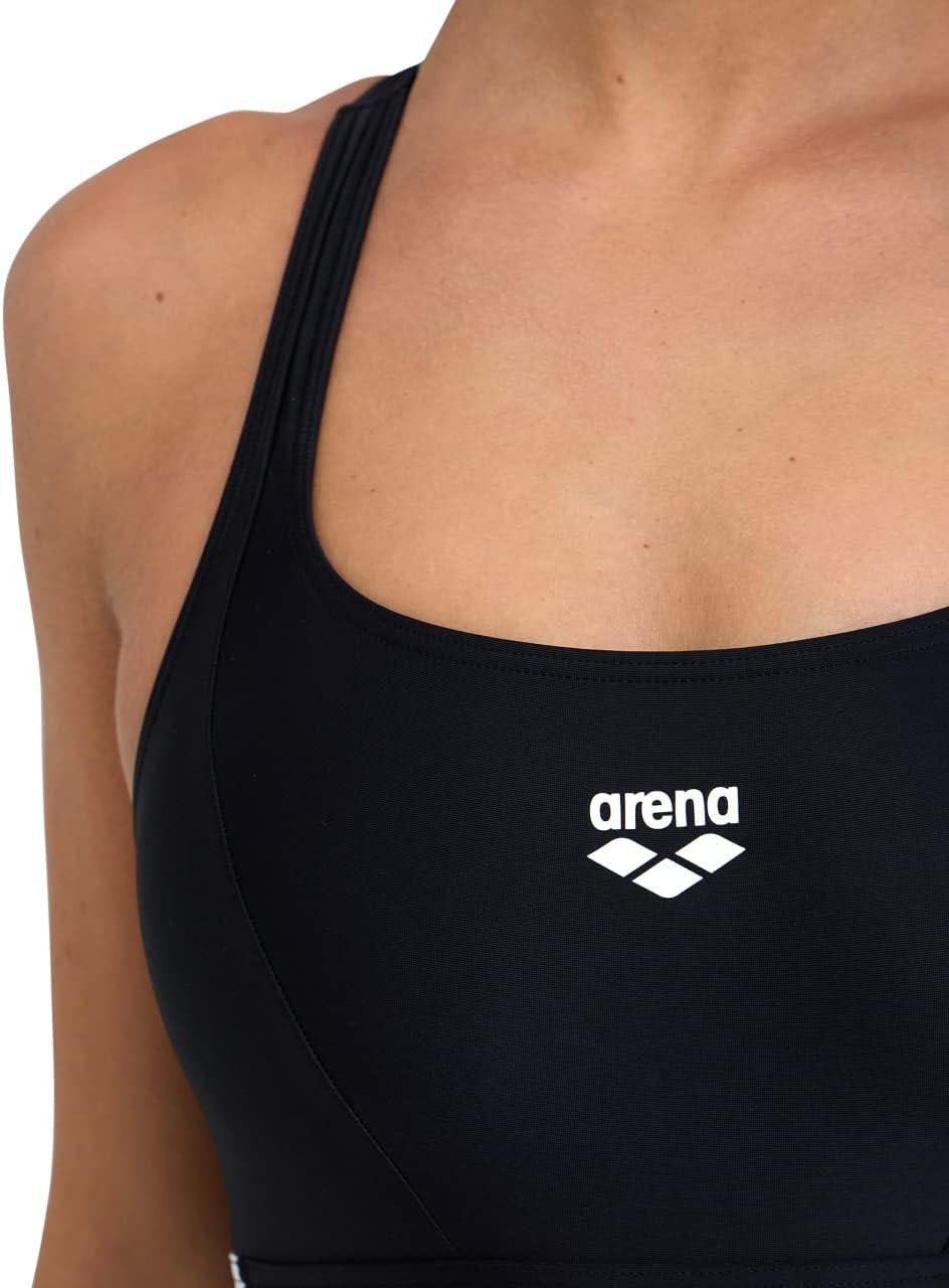 imageARENA Feel Womens Panel Control Pro Back Swimsuit Inner Bra OnePiece Stylish SuitBlackWhite