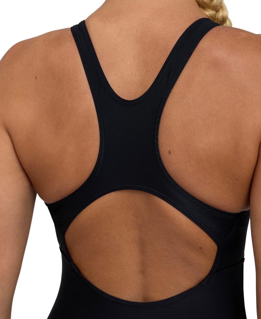 imageARENA Feel Womens Panel Control Pro Back Swimsuit Inner Bra OnePiece Stylish SuitBlackWhite