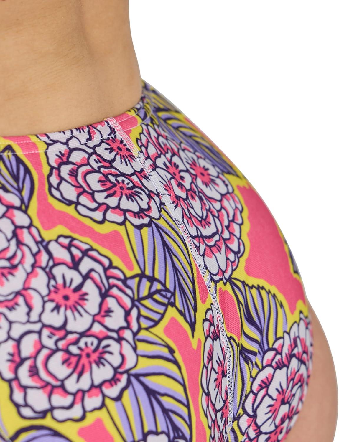 imageARENA Womens Swimsuit Hydrangea Bouquet Team Print MaxLife Challenge Back One Piece Bathing Suit Training SwimwearBlackPink Multi