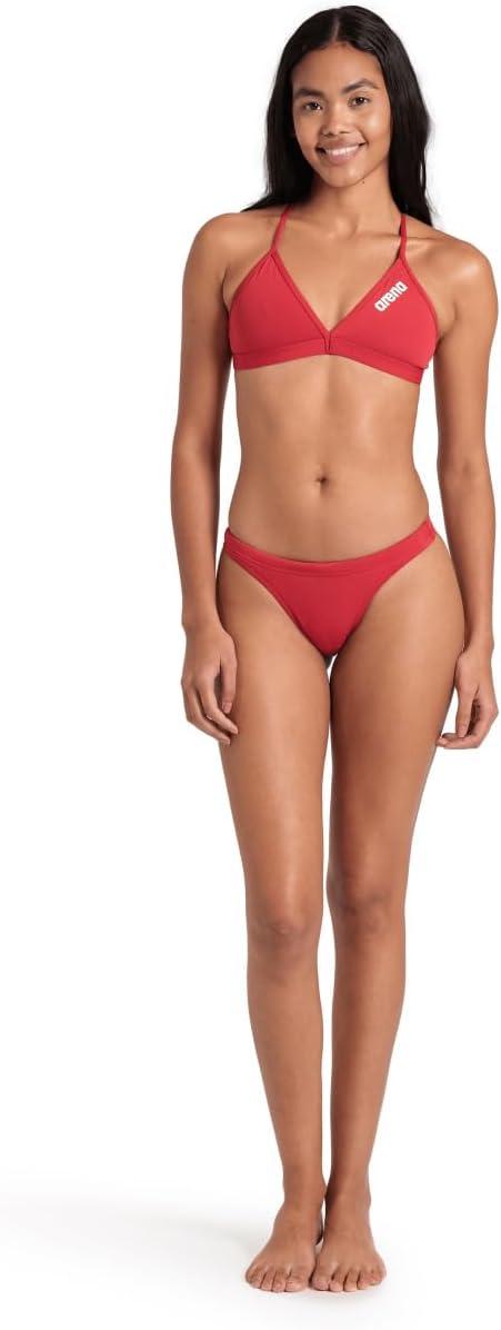 imageARENA Womens Team Solid Swim Top Tie Back Athletic Bikini Top Only Competitive Swimming Training Ladies Bathing SuitRedWhite