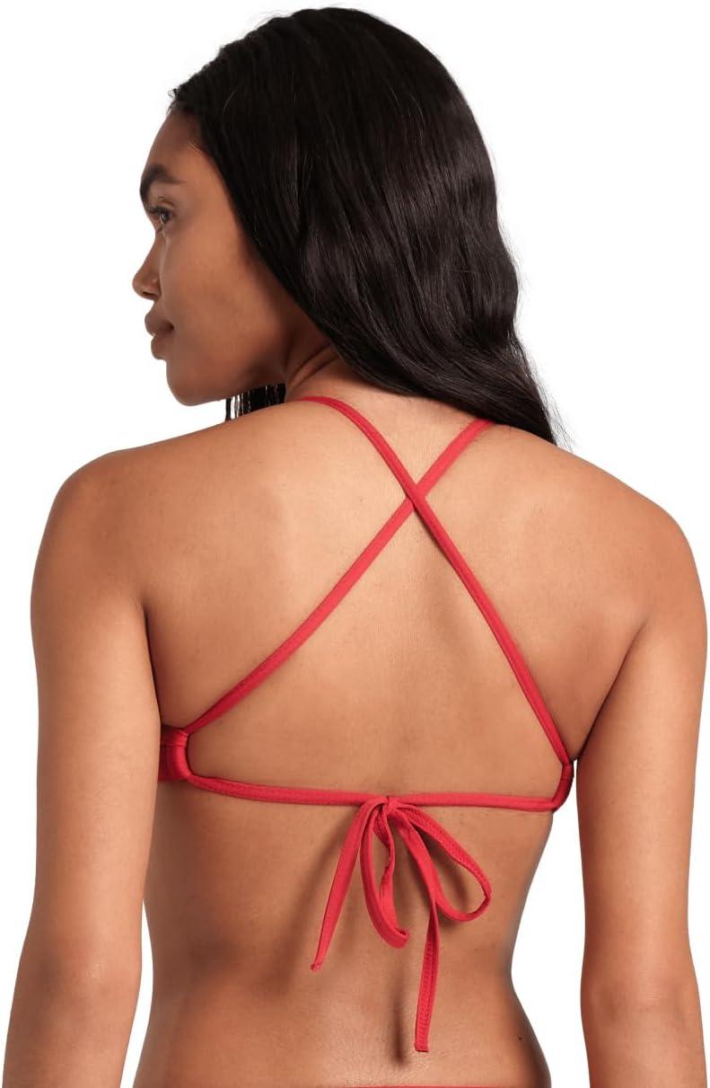 imageARENA Womens Team Solid Swim Top Tie Back Athletic Bikini Top Only Competitive Swimming Training Ladies Bathing SuitRedWhite