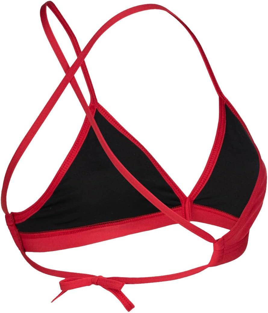 imageARENA Womens Team Solid Swim Top Tie Back Athletic Bikini Top Only Competitive Swimming Training Ladies Bathing SuitRedWhite