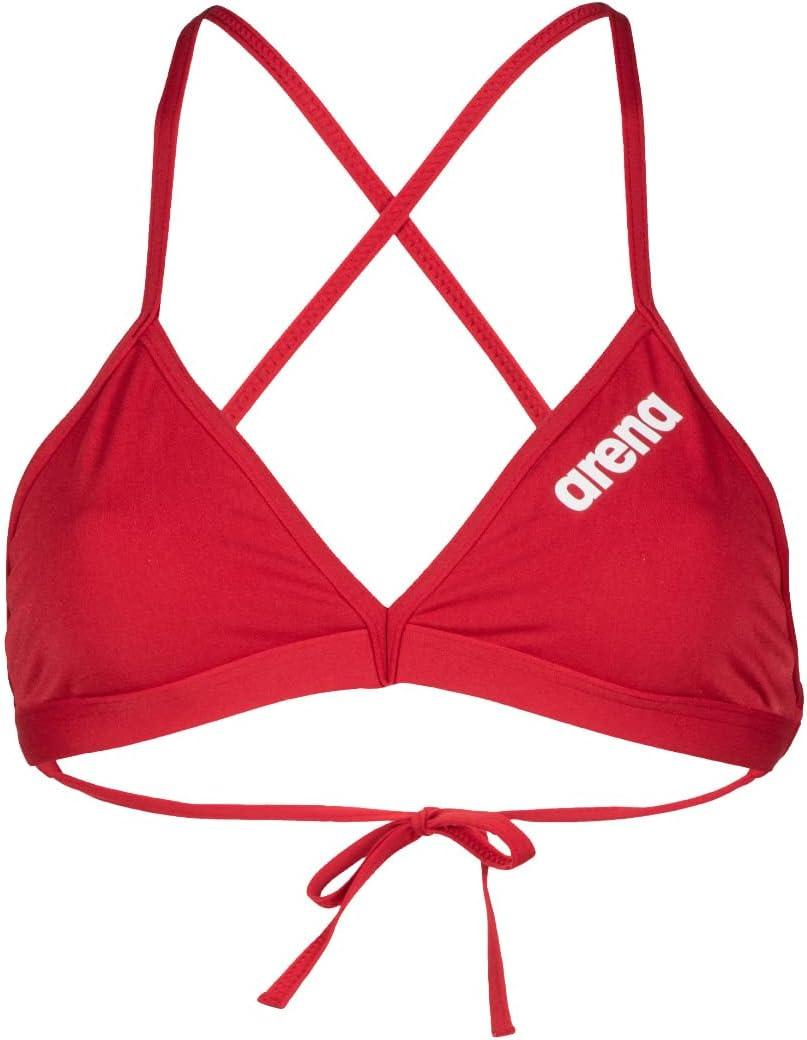 imageARENA Womens Team Solid Swim Top Tie Back Athletic Bikini Top Only Competitive Swimming Training Ladies Bathing SuitRedWhite