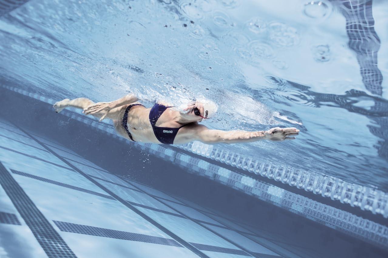 imageARENA Womens Team Solid Swim Top Tie Back Athletic Bikini Top Only Competitive Swimming Training Ladies Bathing SuitRedWhite