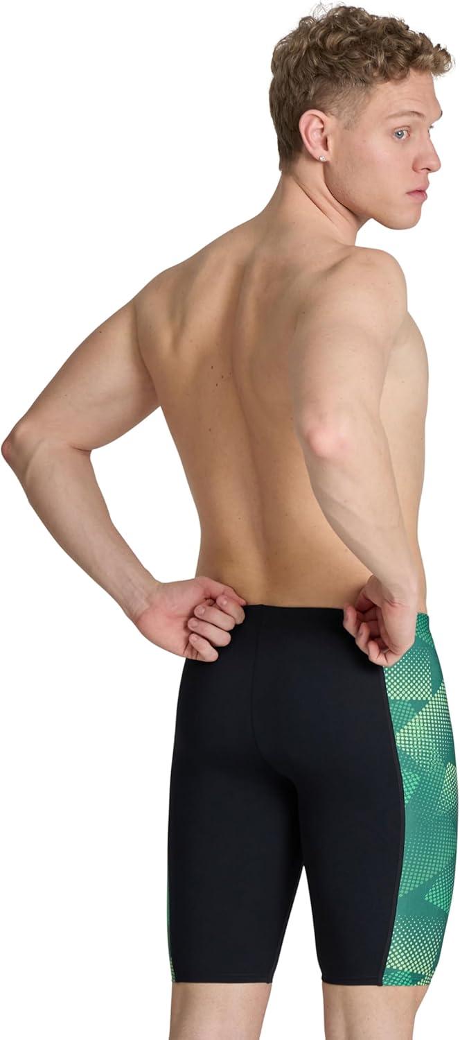 imageArena Boys Arena Performance Boys Halftone Swim Jammer Athletic Swimwear Professional SwimsuitBlackTeam Green