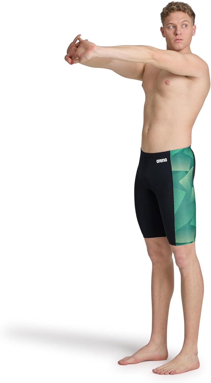 imageArena Boys Arena Performance Boys Halftone Swim Jammer Athletic Swimwear Professional SwimsuitBlackTeam Green